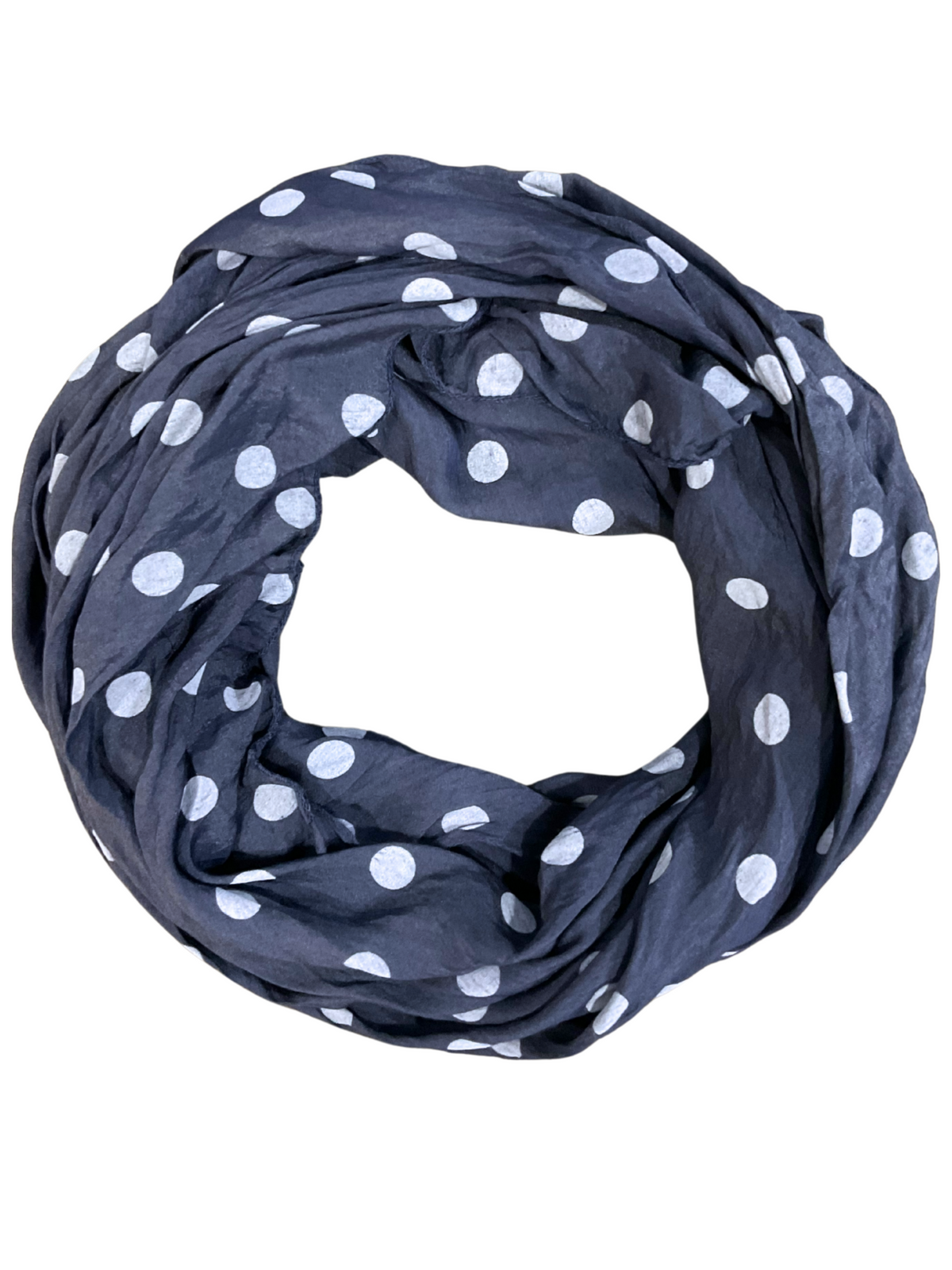Foulard bleu marin à grands pois blancs
