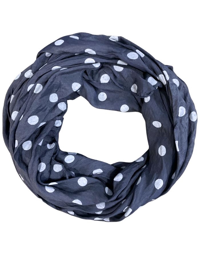 Foulard bleu marin à grands pois blancs