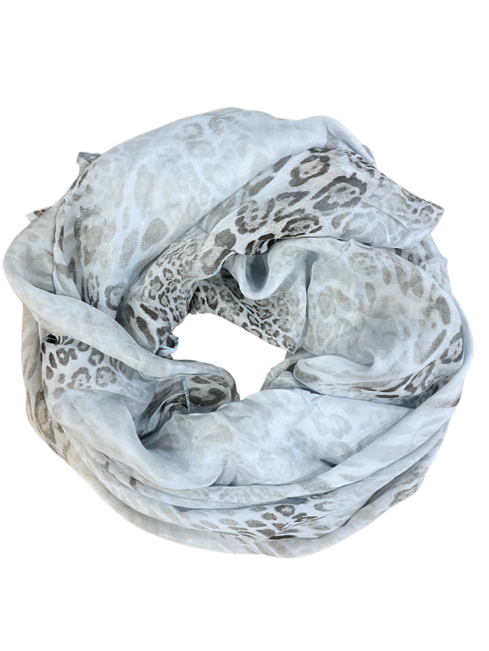 Foulard bleu pâle avec imprimé d'animal print