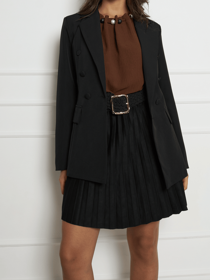 Blouse marron sans manches avec perles