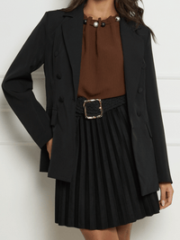 Blouse marron sans manches avec perles