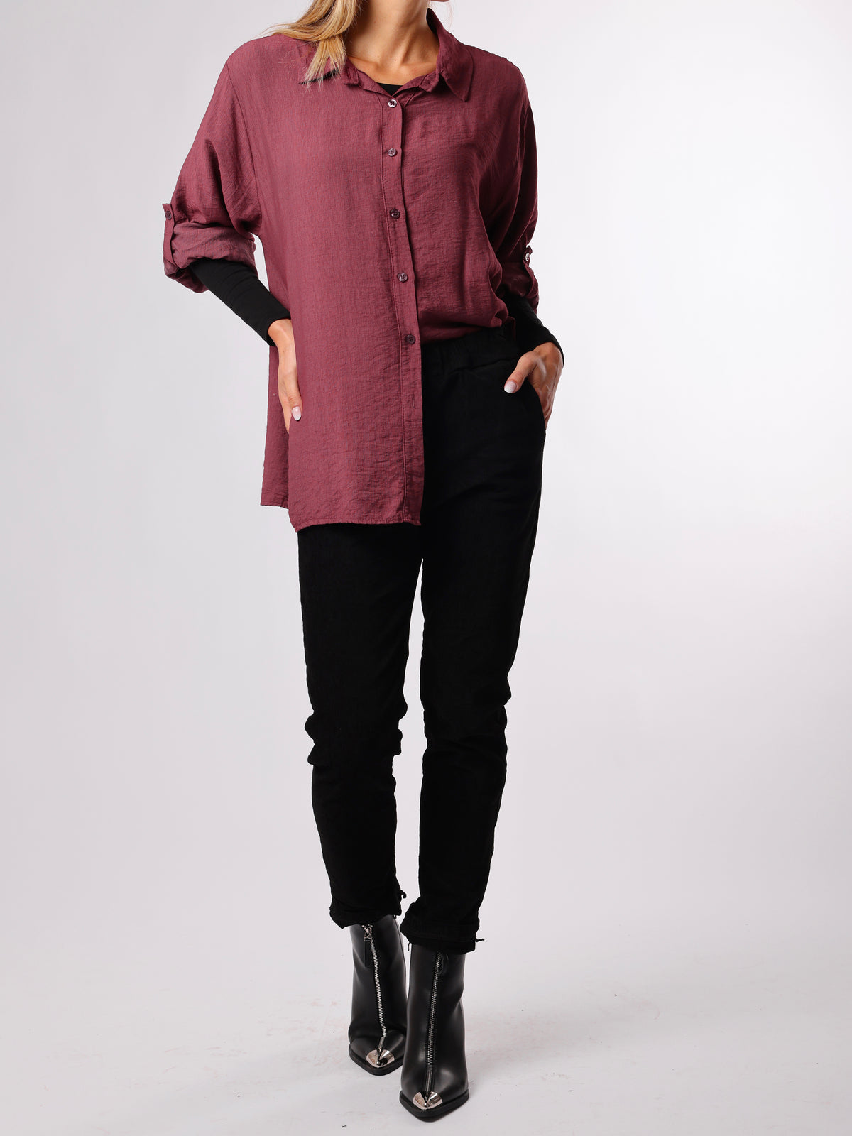 Chemise bourgogne avec dos en crochet