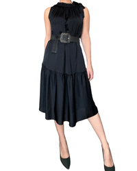 Robe à volants satinée noire