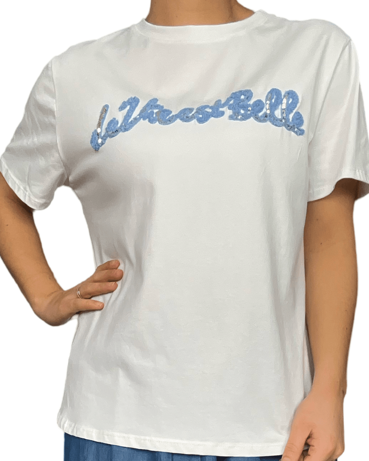 T-shirt blanc ''La vie est belle'' pour femme.