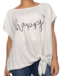 T-shirt blanc ''Happy'' pour femme.