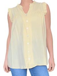 Camisole jaune boutonnée pour femme.