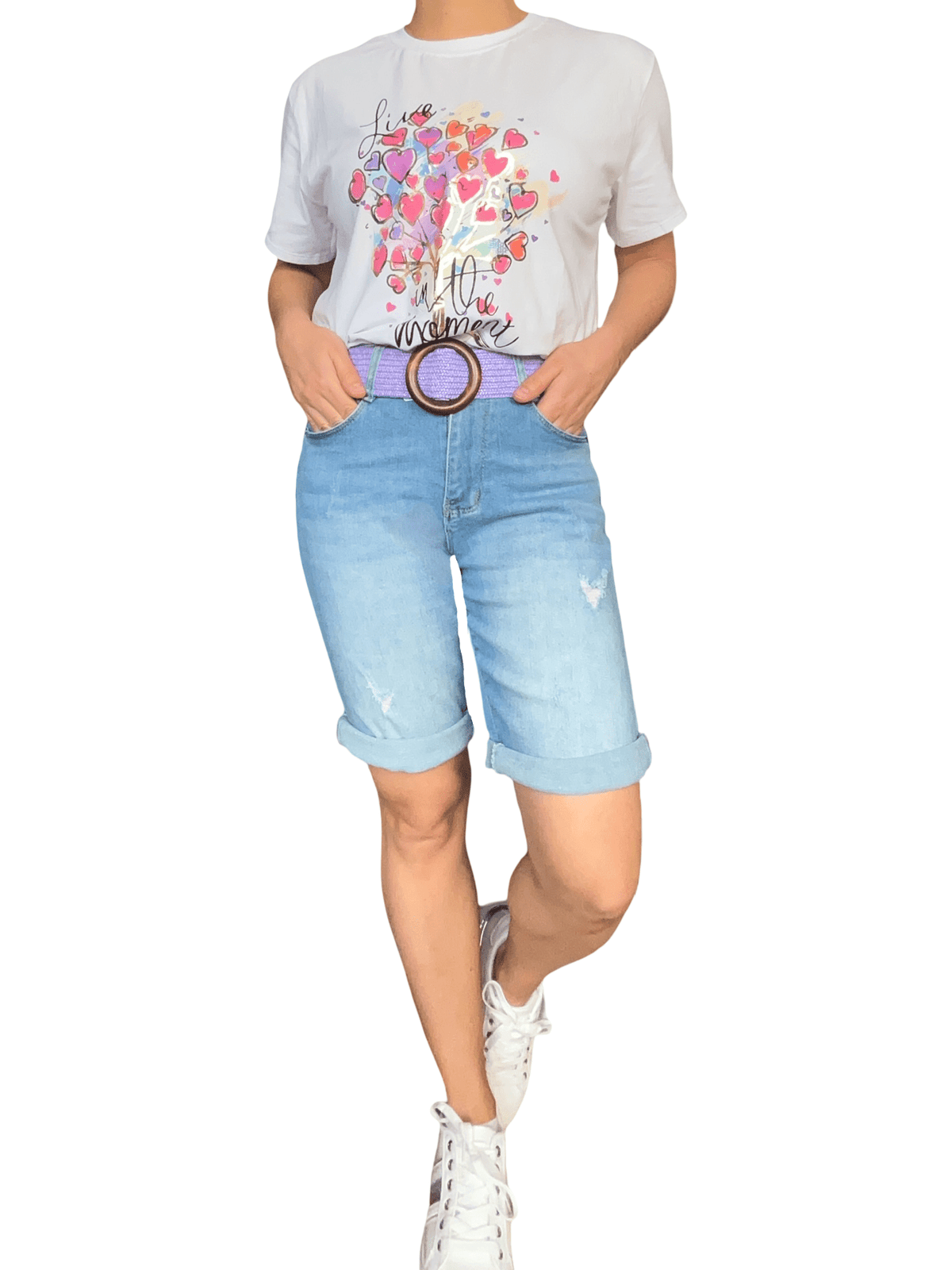 Bermuda en jeans à taille haute