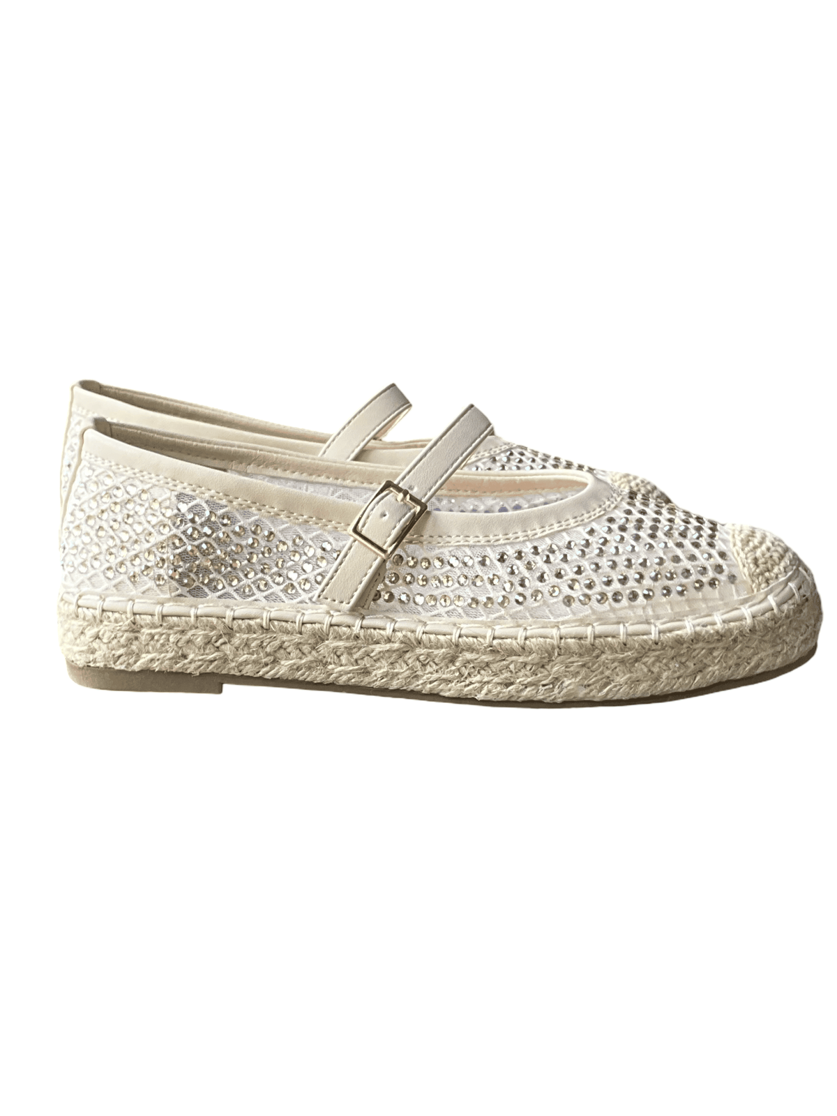 Ballerine beige en mailles pour femme.