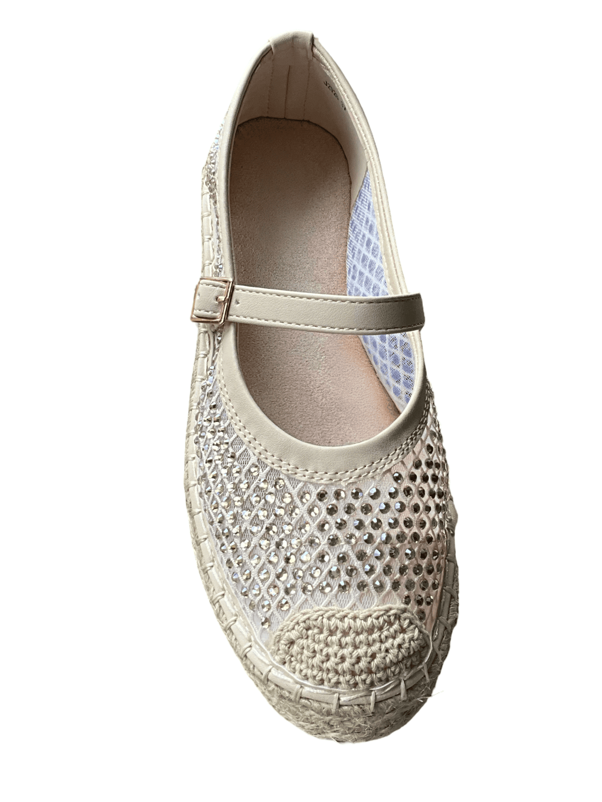 Ballerine beige en mailles pour femme.