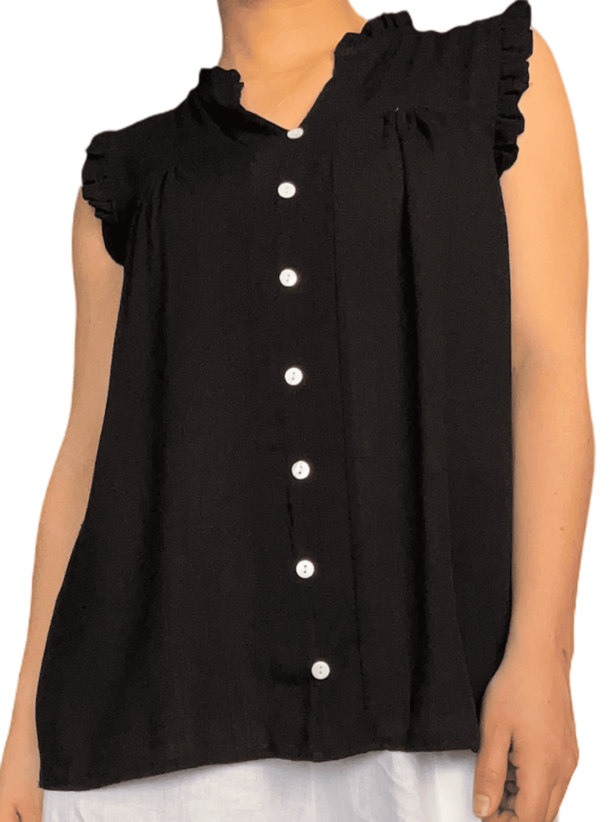 Camisole noire boutonnée pour femme.