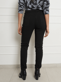 Pantalon noir à taille élastique avec cordon