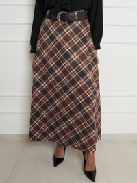 Jupe longue à carreaux Burberry avec ceinture
