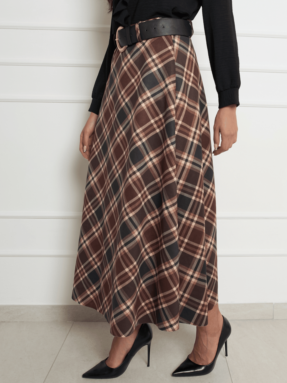 Jupe longue à carreaux Burberry avec ceinture