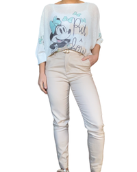 Pantalon beige skinny avec ceinture
