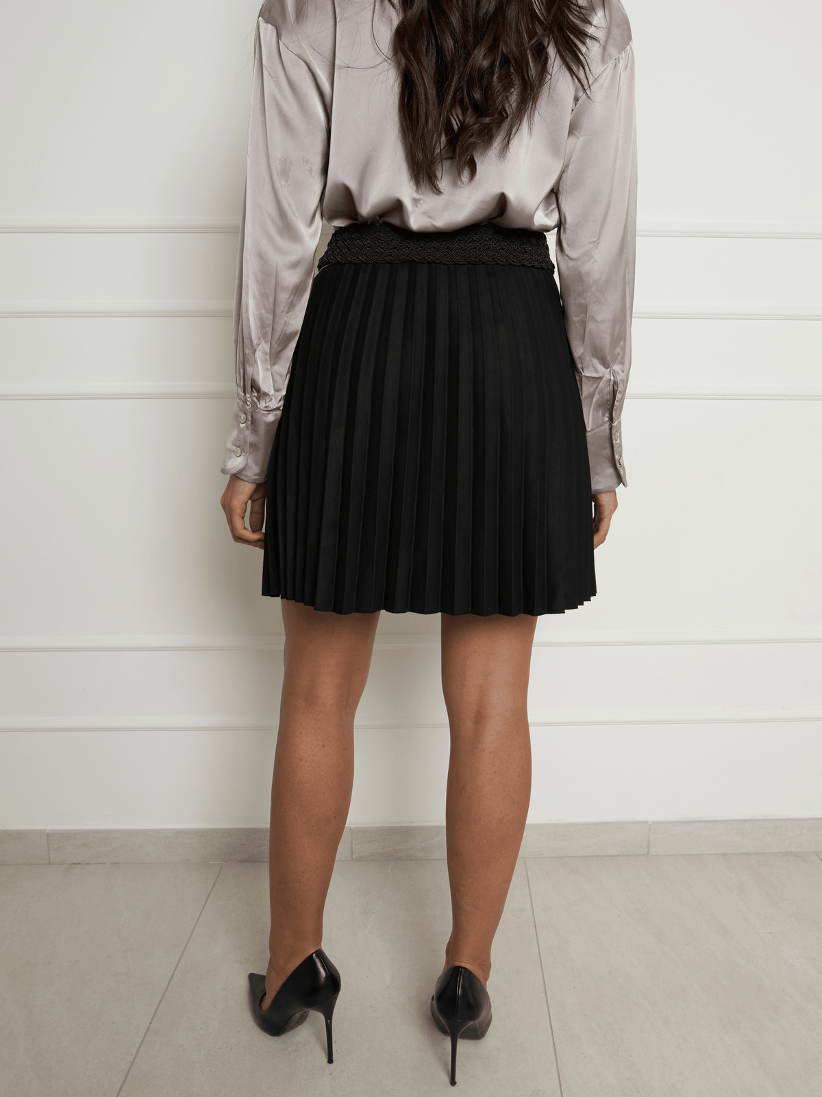 Jupe plissée noir uni