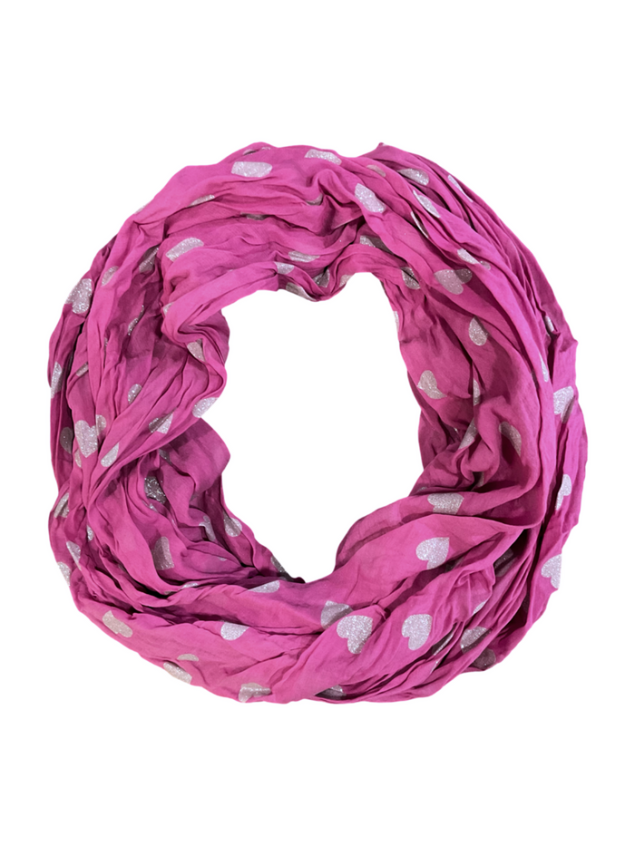 Foulard magenta à motifs de cœurs brillants