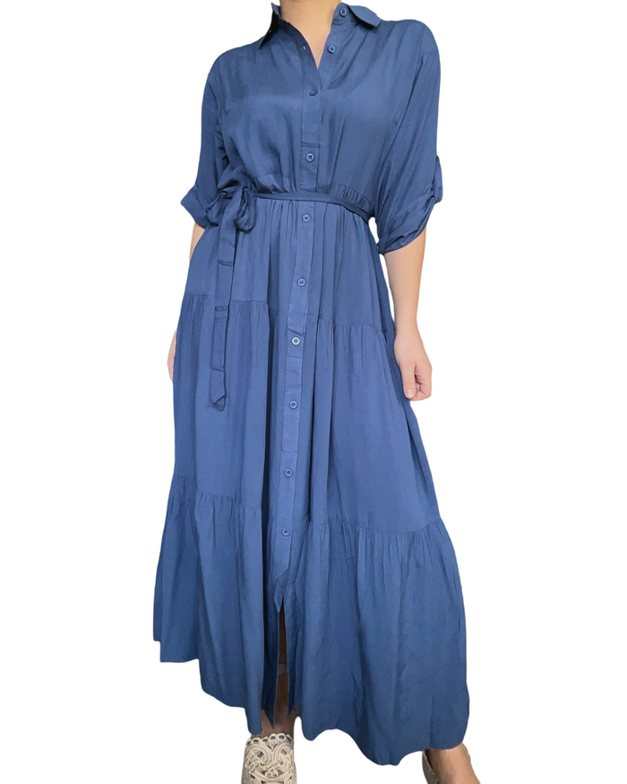 Robe longue bleu jeans pour femme