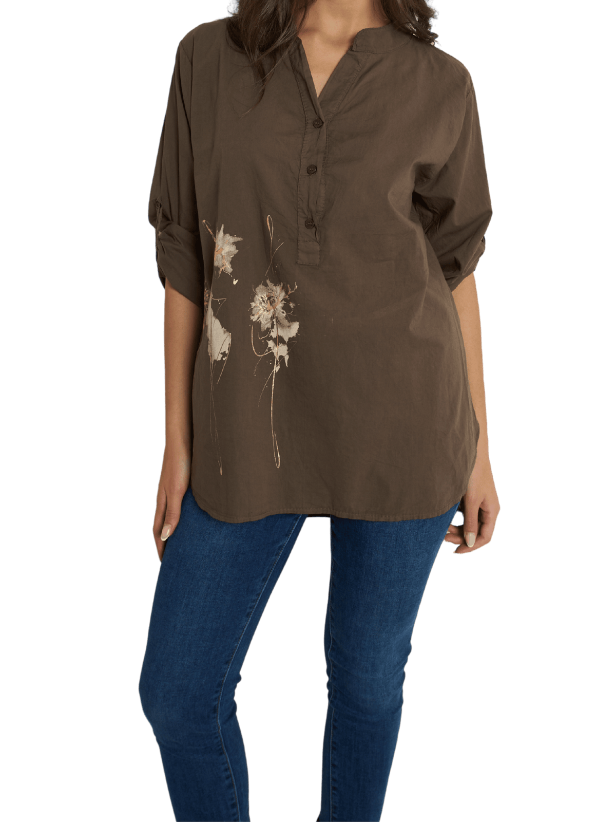 NEW - Blouse brune à manche 3/4