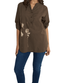 NEW - Blouse brune à manche 3/4