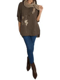 NEW - Blouse brune à manche 3/4