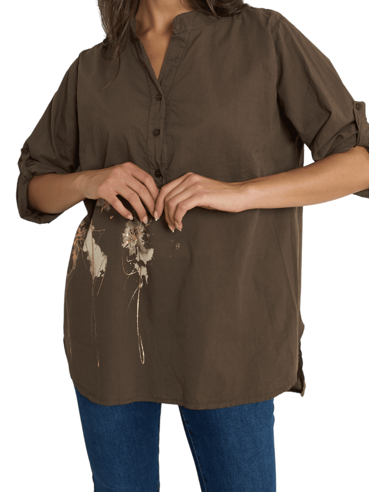 NEW - Blouse brune à manche 3/4