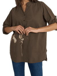 NEW - Blouse brune à manche 3/4