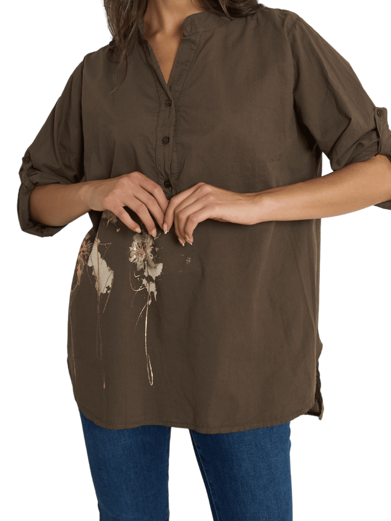 NEW - Blouse brune à manche 3/4