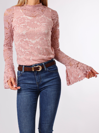 NEW - Chandail rose pâle en dentelle