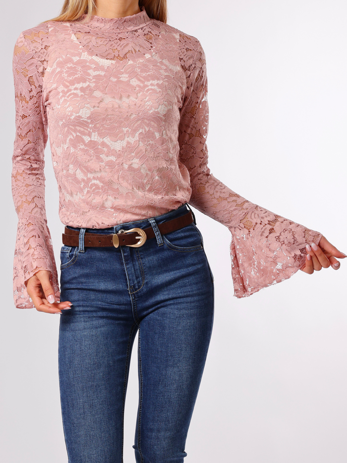 NEW - Chandail rose pâle en dentelle
