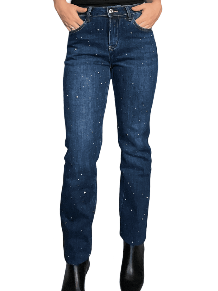 Jeans slim à taille haute avec brillant