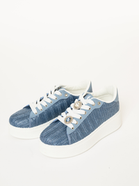 Sneaker bleu en paille à plateforme