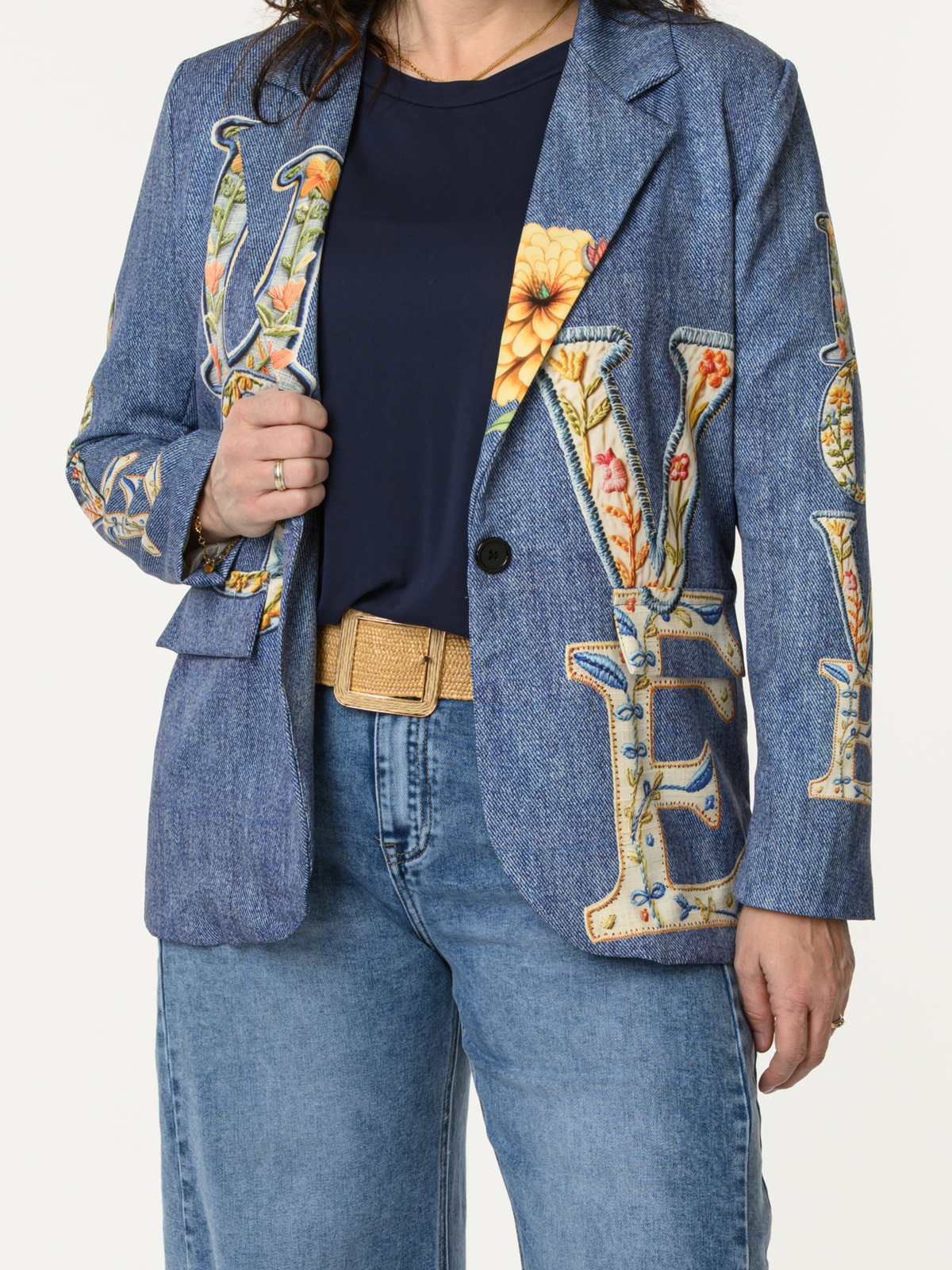 Veston ''Love'' avec imprimé bleu jean