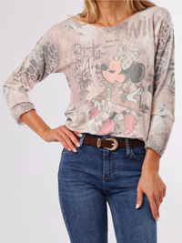 NEW - Chandail beige avec imprimé Minnie Mouse