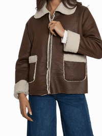 NEW - Manteau brun avec effet mouton retourné