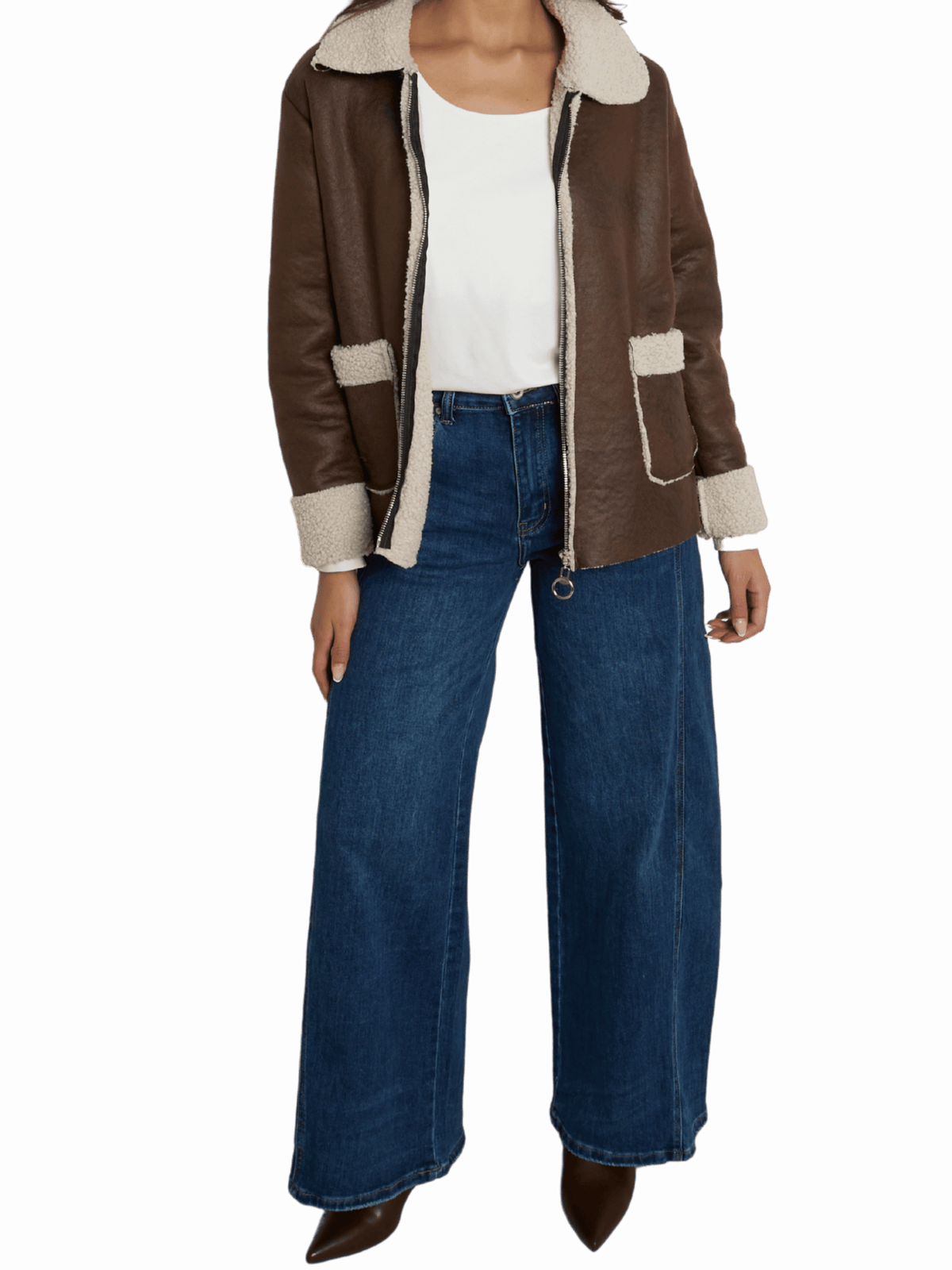 NEW - Manteau brun avec effet mouton retourné