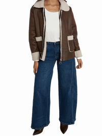 NEW - Manteau brun avec effet mouton retourné