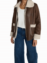 NEW - Manteau brun avec effet mouton retourné