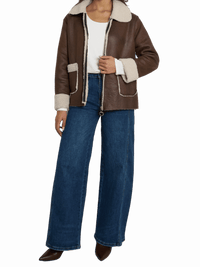 NEW - Manteau brun avec effet mouton retourné