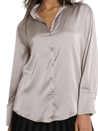 NEW - Chemise satinée grège à manche longue