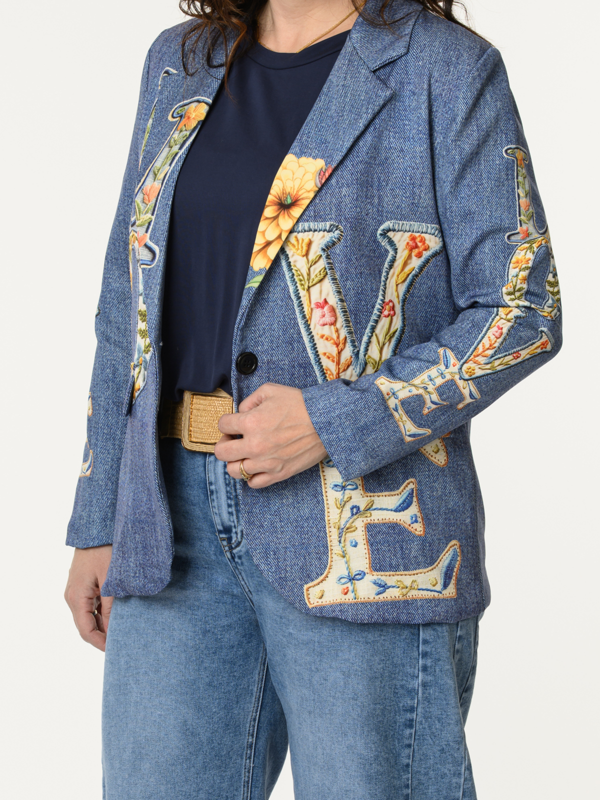 Veston ''Love'' avec imprimé bleu jean