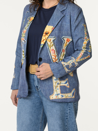 Veston ''Love'' avec imprimé bleu jean