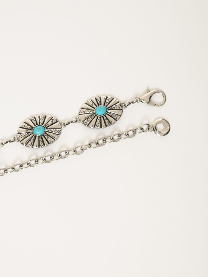 Ceinture concho aqua à chaîne métallique