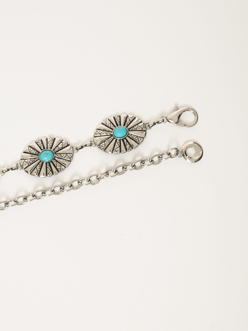 Ceinture concho aqua à chaîne métallique