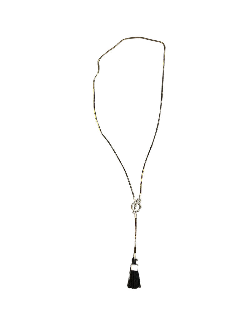 Jewelry | Black necklace with a golden shine