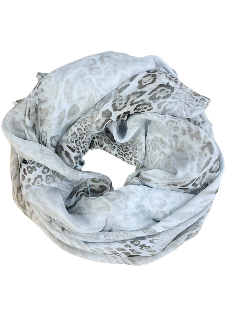 Foulard bleu pâle avec imprimé d'animal print