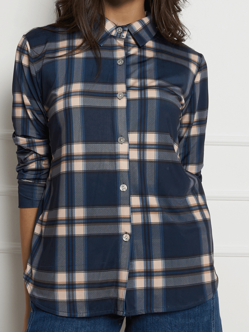 NEW - Chemise à carreaux bleus et beiges