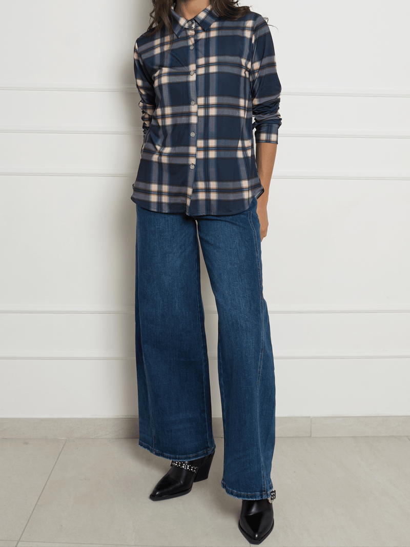 NEW - Chemise à carreaux bleus et beiges
