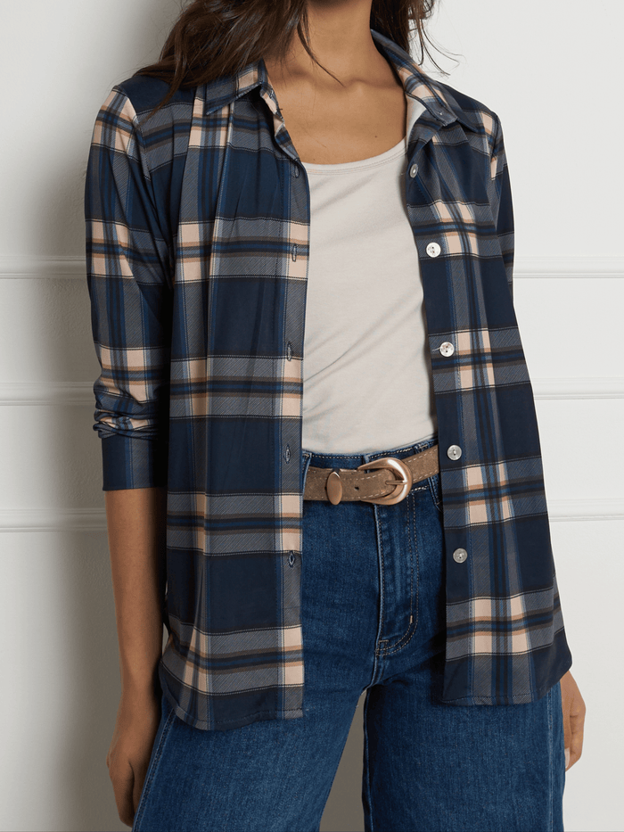 NEW - Chemise à carreaux bleus et beiges