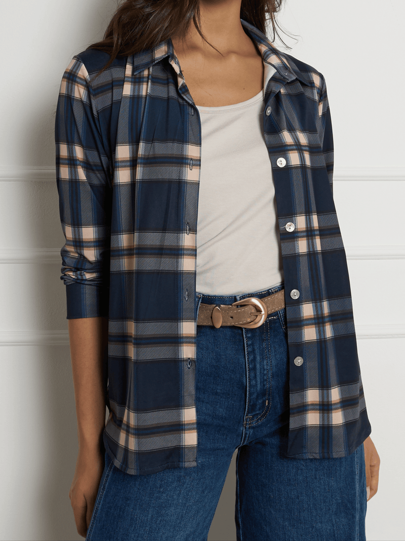 NEW - Chemise à carreaux bleus et beiges
