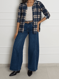 NEW - Chemise à carreaux bleus et beiges